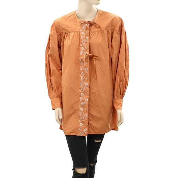 Ulla Johnson Scarlette Tunic Top Salute Buttondown Embroidered Cotton M 6 234599 - Picture 6 of 10
